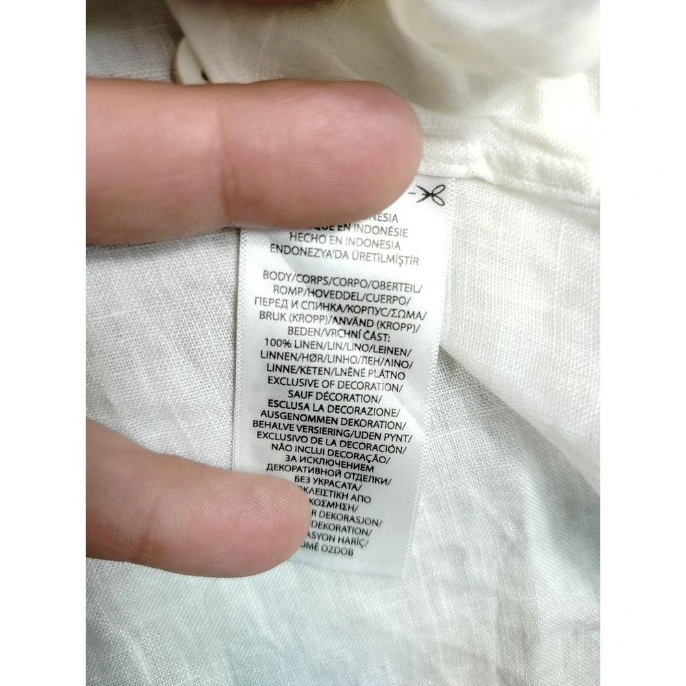 Polo Ralph Lauren Shirt Mens Big 3XLT White Linen Long Sleeve Button Down Casual